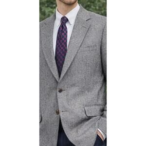 Hart Schaffner Marx Blazer Sport Coat Men Gray Herringbone Wool 42